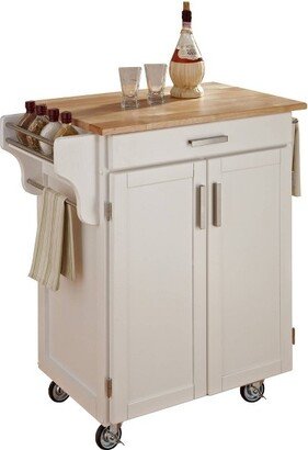 Kitchen Carts And Islands with Wood Top White