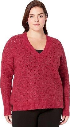 Jackeiy V-Neck Sweater (Red) Women's Clothing