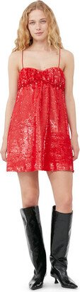 Red Sequins Mini Dress