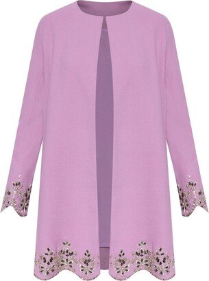 Crystal-Embroidered Scalloped Coat