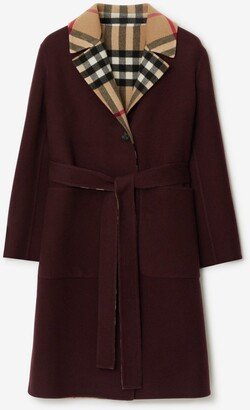 Reversible Check Wool Coat Size: 0