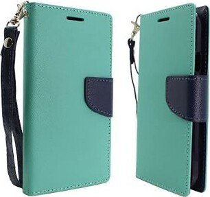 Aimo Wireless Aimo Deluxe Flip Leather Case for Samsung Galaxy S5 - Light Green/Dark Blue