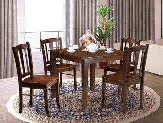 Dining Room Table Set- Wooden Chairs and Kitchen Dining Table - Wooden Seat and Slatted Chair Back