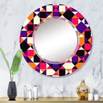 Designart 'Black And Red And Purple Geometrics' Printed Patterned Wall Mirror