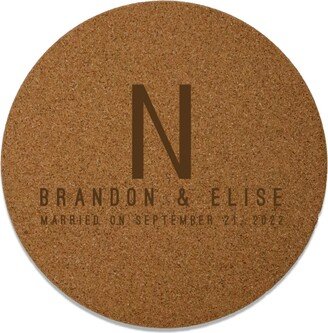 Custom Engraved Cork Trivet Personalized With Your Last Name Initial - Customized Wedding Gift