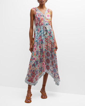 Zevele Vanessa Geo-Print A-Line Midi Dress