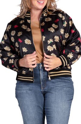 Naos Floral Satin Bomber Jacket