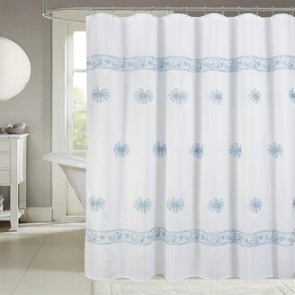 RT Designers Collection Bianca Embroidered Stylish Shower Curtain 70 x 72 Blue