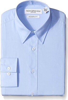 Everywhere Men's Modern Fit Solid Point Collar Dress Shirt (Light Blue) Men's Long Sleeve Button Up