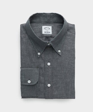 X Hamilton Linen Dress Shirt In Charcoal