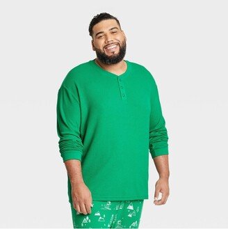 Wondershop Men' Big & Tall Matching Family Thermal Pajama Button-Down Shirt - Wonderhop™ Green 3XLT