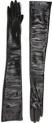 Fitted Long Lambskin Leather Gloves