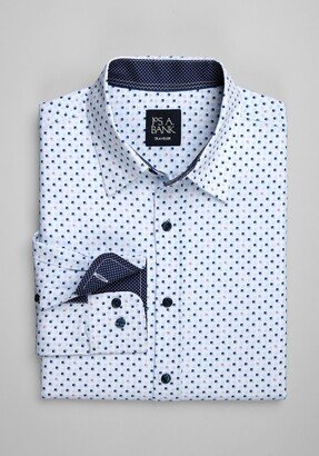 Men's Traveler Collection Tailored Fit Four-Way Stretch Shadow Squares Casual Shirt