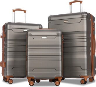 EDWINRAY Spinner Suitcase Sets Expandable ABS 3pcs Luggage Sets-AG