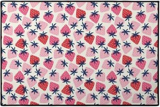 Door Mats: Strawberries - Pinks On White Door Mat, Pink