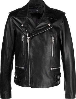 Zip-Up Leather Biker Jacket-AA