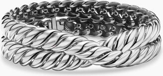 Sculpted Cable Double Wrap Bracelet in Sterling Silver Women's Size Medium