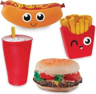 Collections Etc Fast Food Squeaky Dog Toys Set of 4 Red