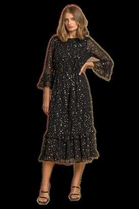 Star Foil Print Frill Dress