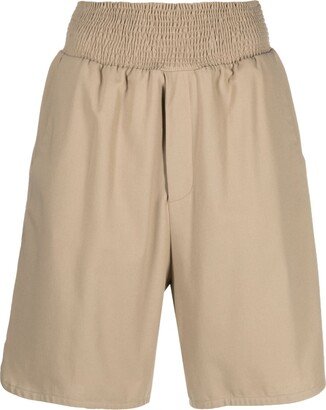 Elasticated-Waistband Cotton Shorts-AA