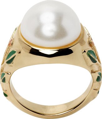 Gold Pearl Signet Ring