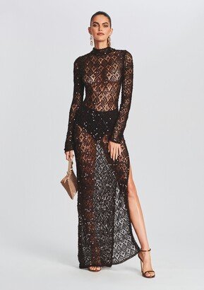 Alexa Sequin Open Crochet Dress