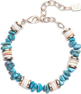 Luna Turquoise Beaded Flex Bracelet in Gold Tone