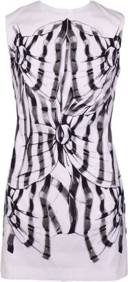 Abstract-Prined Fitted Sleeveless Dress