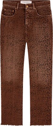 Cropped Flare Leopard Jeans