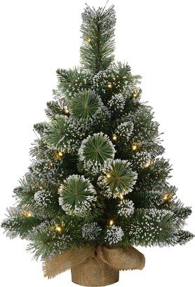 Pre-Lit 2' Table Top Artificial Christmas Tree with 35 Lights in Tan Sac