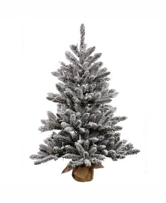 36 inch Flocked Anoka Pine Artificial Christmas Tree With 100 Warm White Led Lights