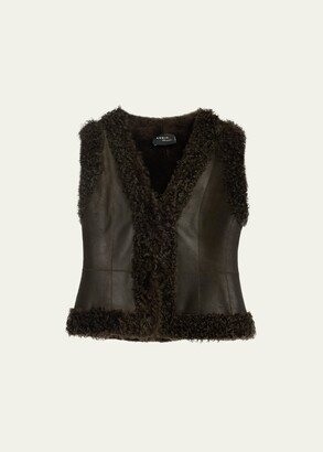 Short Reversible Fur-Trim Shearling Gilet