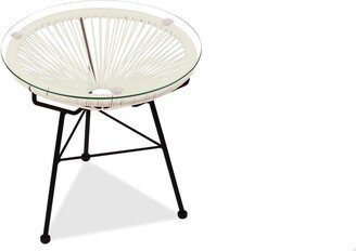 Acapulco Side Table With Glass - 21'' H x 20'' L x 20'' W