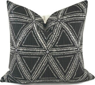 Boho Black Throw Pillow Cover, Rustic Farmhouse, Modern Pillow, Diamond Pattern, Throw Pillow