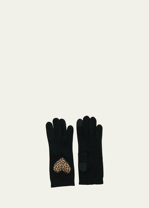 Leopard Heart Cashmere Gloves