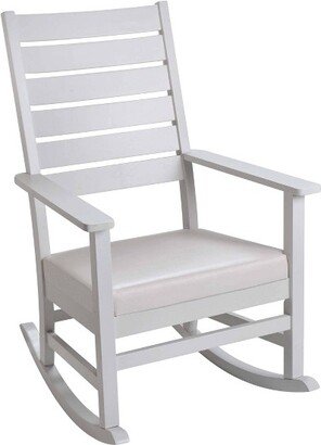 Adult Rocking Chair with Horizontal Back and white Faux Leather Seat