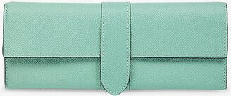 Womens Green Panama Small Leather Jewellery Roll Case