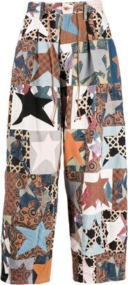 Patchwork Wide-Leg Trousers