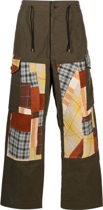 Patchwork-Detailing Cotton-Blend Wide-Leg Trousers