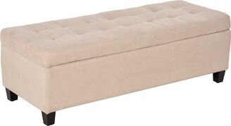 HOMCOM 50 Large Tufted Linen Fabric Ottoman Storage Bench With Soft Close Top for Living Room, Entryway, or Bedroom- Beige