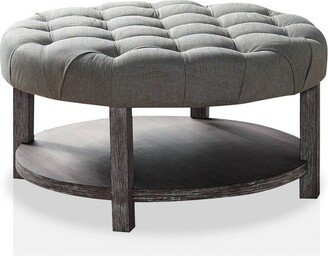 Julla Round Button Tufted Storage Ottoman Antique Washed Gray/Light Gray - HOMES: Inside + Out