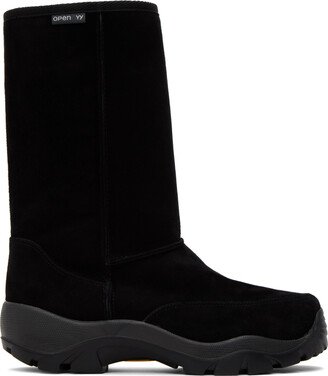 OPEN YY Black Treaded Shearling Boots