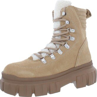 Ciara Womens Suede Lug Sole Combat & Lace-up Boots