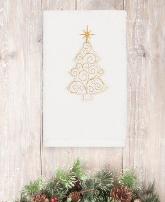 Linum Home Christmas Tree Scroll 100% Turkish Cotton Hand Towel