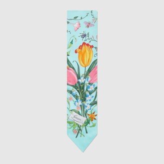 Flora print silk neck bow-AA