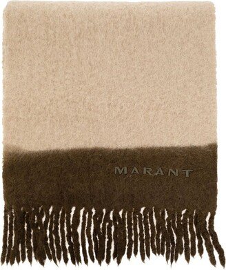 Logo Embroidered Fringed Scarf-AB