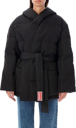 Belted Wrap Hooded Down Jacket