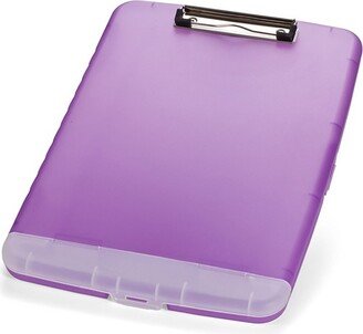 Officemate Slim Clipboard with Storage Box, Low Profile Clip & Storage Compartment, Purple