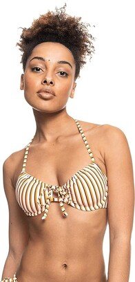 Printed Beach Classics Underwire Bralette Bikini Top (Golden Ochre Mony Stripes) Women's Swimwear