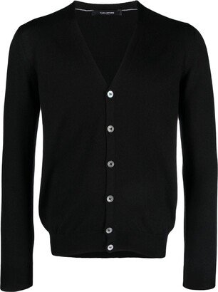 V-neck fine wool cardigan